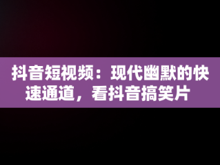 抖音短视频：现代幽默的快速通道，看抖音搞笑片 