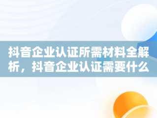 抖音企业认证所需材料全解析，抖音企业认证需要什么材料和手续 