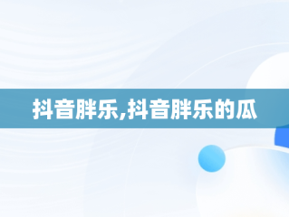 抖音胖乐,抖音胖乐的瓜