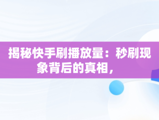 揭秘快手刷播放量：秒刷现象背后的真相， 