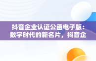 抖音企业认证公函电子版：数字时代的新名片，抖音企业认证公函模板下载 