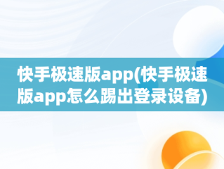 快手极速版app(快手极速版app怎么踢出登录设备)
