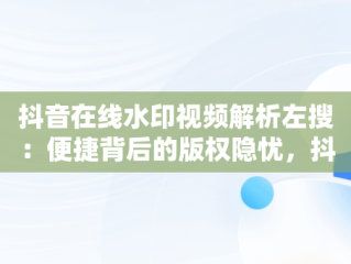 抖音在线水印视频解析左搜：便捷背后的版权隐忧，抖音短视频在线水印解析 