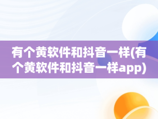 有个黄软件和抖音一样(有个黄软件和抖音一样app)