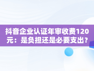 抖音企业认证年审收费120元：是负担还是必要支出？，抖音企业认证年审收费120元是真的吗 