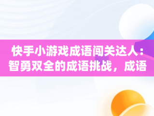 快手小游戏成语闯关达人：智勇双全的成语挑战，成语闯关app 