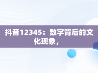 抖音12345：数字背后的文化现象， 