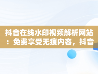 抖音在线水印视频解析网站：免费享受无痕内容，抖音视频水印解析网址免费 