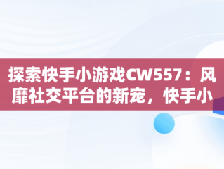 探索快手小游戏CW557：风靡社交平台的新宠，快手小游戏入口 