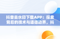 抖音去水印下载APP：探索背后的技术与道德边界，抖音去水印下载快捷方式 