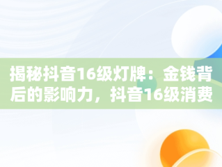 揭秘抖音16级灯牌：金钱背后的影响力，抖音16级消费等级多少钱 
