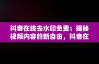 抖音在线去水印免费：揭秘视频内容的新自由，抖音在线去水印免费解析 