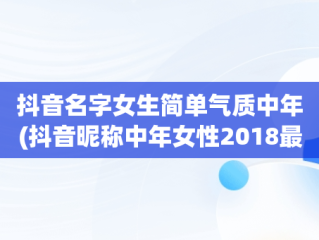 抖音名字女生简单气质中年(抖音昵称中年女性2018最新)