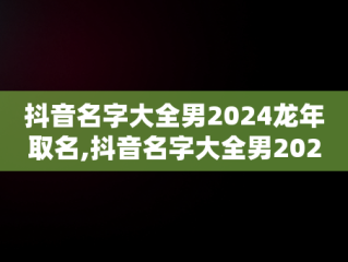 抖音名字大全男2024龙年取名,抖音名字大全男2023