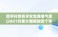 四字抖音名字女生简单气质(2021抖音火爆昵称四个字女)