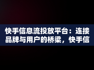 快手信息流投放平台：连接品牌与用户的桥梁，快手信息流投放平台手机端 