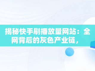 揭秘快手刷播放量网站：全网背后的灰色产业链， 