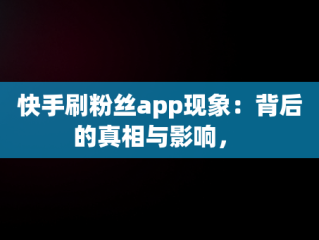 快手刷粉丝app现象：背后的真相与影响， 