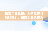 抖音企业认证：为何需要打款验证？，抖音企业认证为什么要打款验证呢 