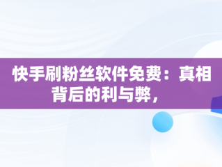 快手刷粉丝软件免费：真相背后的利与弊， 