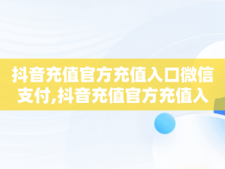 抖音充值官方充值入口微信支付,抖音充值官方充值入口