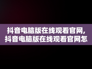 抖音电脑版在线观看官网,抖音电脑版在线观看官网怎么下载
