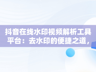 抖音在线水印视频解析工具平台：去水印的便捷之道，抖音在线水印视频解析工具平台有哪些 