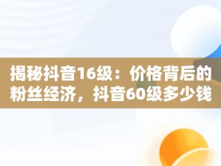 揭秘抖音16级：价格背后的粉丝经济，抖音60级多少钱 