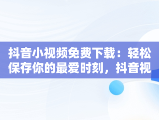 抖音小视频免费下载：轻松保存你的最爱时刻，抖音视频免费下载工具 