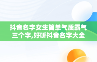 抖音名字女生简单气质霸气三个字,好听抖音名字大全女三字