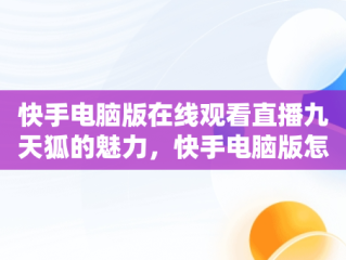 快手电脑版在线观看直播九天狐的魅力，快手电脑版怎么看直播 