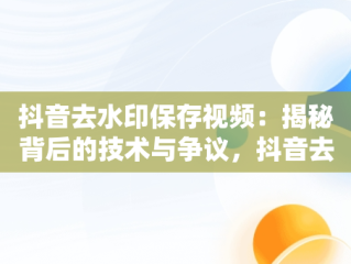 抖音去水印保存视频：揭秘背后的技术与争议，抖音去水印保存视频在线 