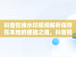 抖音在线水印视频解析保存在本地的便捷之道，抖音视频水印视频解析 