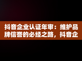 抖音企业认证年审：维护品牌信誉的必经之路，抖音企业认证年审是什么意思 