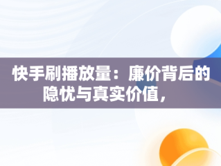 快手刷播放量：廉价背后的隐忧与真实价值， 
