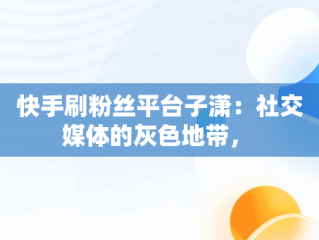 快手刷粉丝平台子潇：社交媒体的灰色地带， 