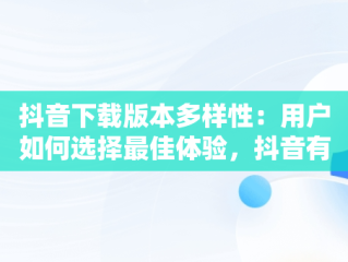 抖音下载版本多样性：用户如何选择最佳体验，抖音有几个版本,下载哪个版本呢 