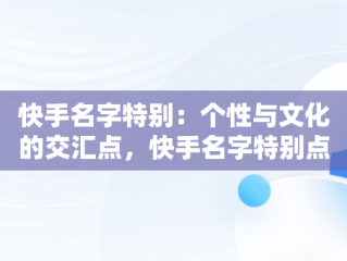 快手名字特别：个性与文化的交汇点，快手名字特别点的 