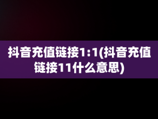 抖音充值链接1:1(抖音充值链接11什么意思)