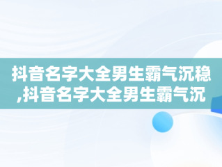 抖音名字大全男生霸气沉稳,抖音名字大全男生霸气沉稳两个字