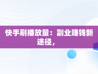 快手刷播放量：副业赚钱新途径， 