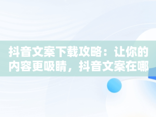 抖音文案下载攻略：让你的内容更吸睛，抖音文案在哪个网站找 