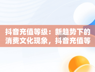 抖音充值等级：新趋势下的消费文化现象，抖音充值等级价格对照表 