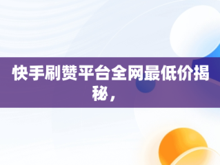 快手刷赞平台全网最低价揭秘， 
