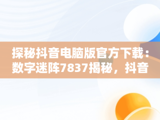 探秘抖音电脑版官方下载：数字迷阵7837揭秘，抖音电脑版官方下载官网 