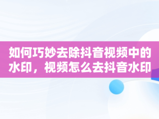 如何巧妙去除抖音视频中的水印，视频怎么去抖音水印 