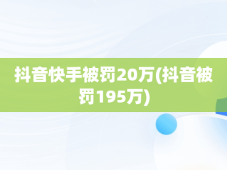 抖音快手被罚20万(抖音被罚195万)