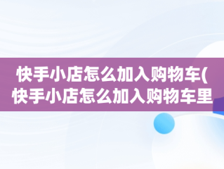 快手小店怎么加入购物车(快手小店怎么加入购物车里)