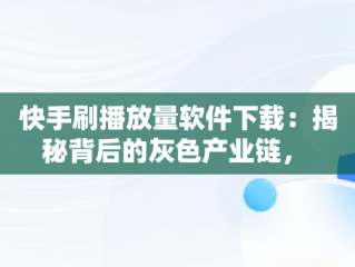 快手刷播放量软件下载：揭秘背后的灰色产业链， 