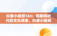 抖音小视频163：短视频时代的文化现象，抖音小视频推广怎么做 